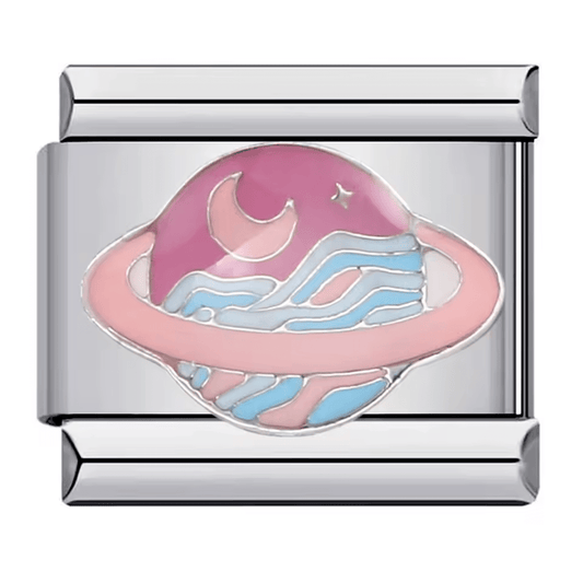 Planète rose et bleue charm
